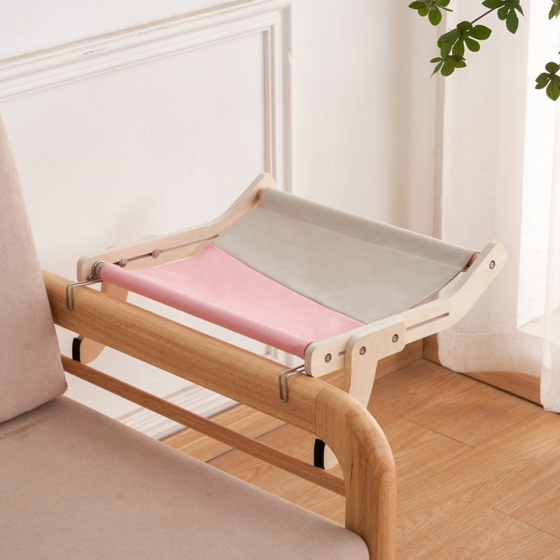 Sturdy Cat Window Hammock- Wooden Hanging Cat Bed With Washable Cotton Canvas