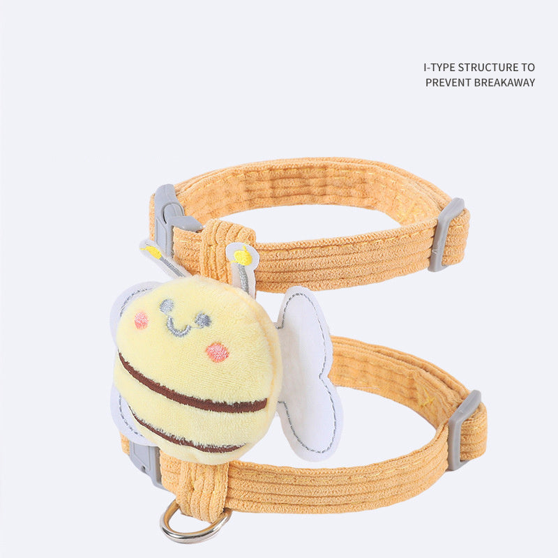 Cartoon Bee Pet Harness Leash and Collar Set