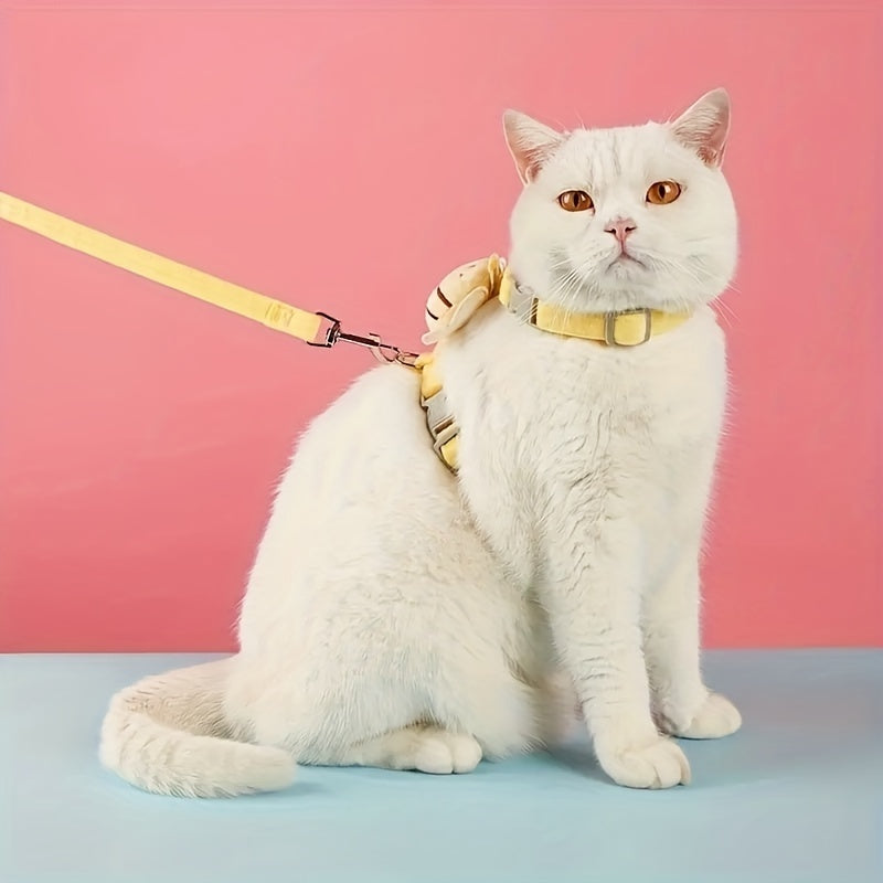 Cartoon Bee Pet Harness Leash and Collar Set