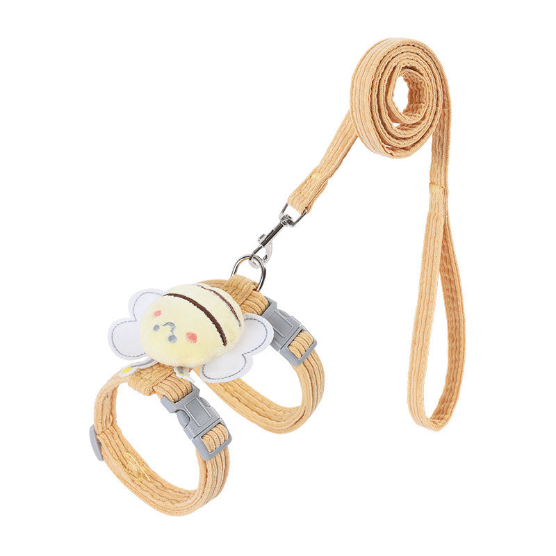 Cartoon Bee Pet Harness Leash and Collar Set