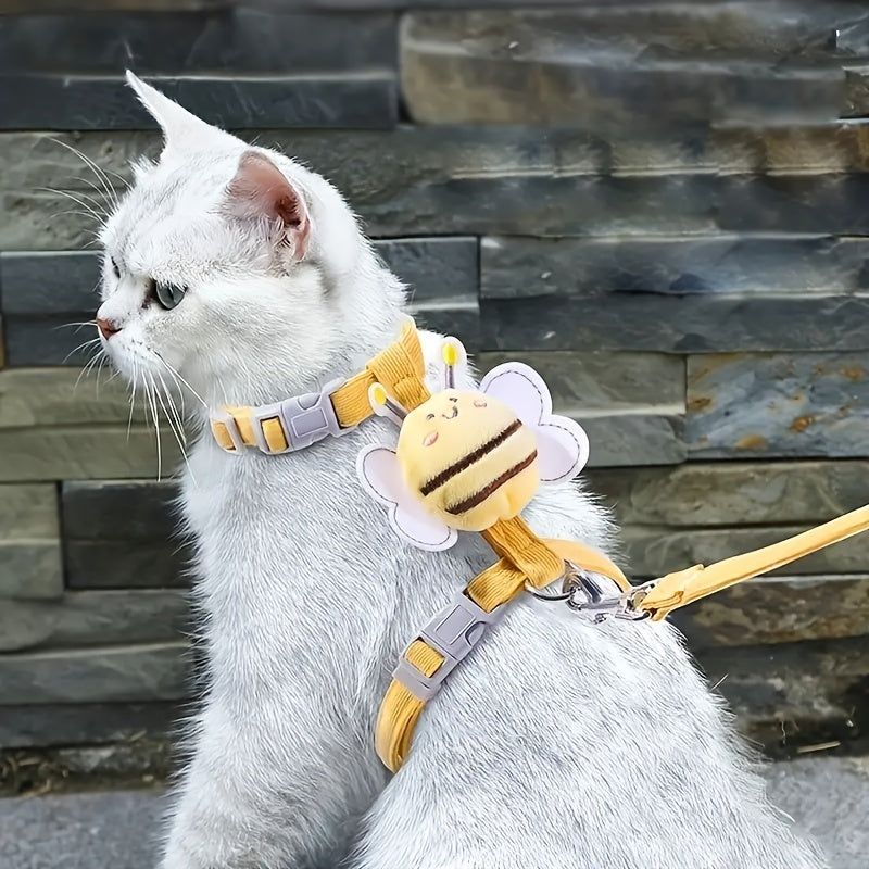 Cartoon Bee Pet Harness Leash and Collar Set