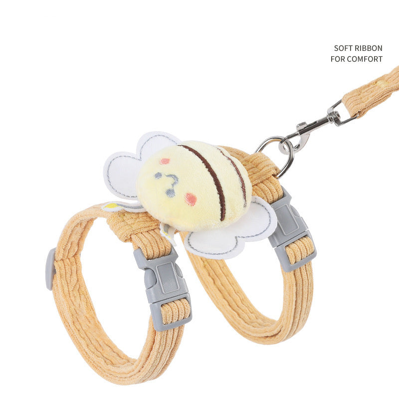 Cartoon Bee Pet Harness Leash and Collar Set